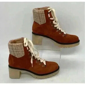 Mi.im Women's Brown Military Bootie Size 8.5 Lace Up Chunky Heel